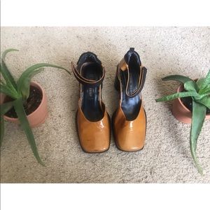 Sold/Vintage Nine West Mustard Block Heels